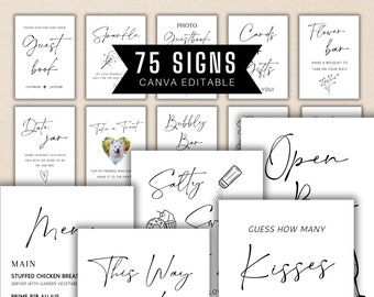 Minimalist Wedding Sign Template Bundle,Modern Minimalist Wedding Signs, Reception Sign Bundle, Editable Template Bundle,boho wedding bundle