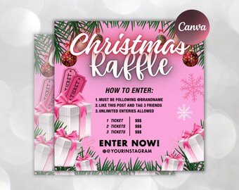 Christmas Raffle Flyer, Christmas Flyer, DIY Flyer Design Template, Giveaway Flyer, Social Media Flyer, Premade Business Flyer