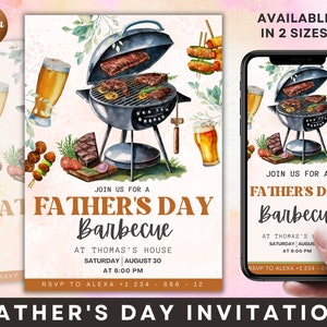 Vatertags-Grilleinladung, druckbare Vatertags-Einladung, Vatertags-BBQ, Happy Fathers Day-Vorlage, Dinner-Party-Einladung