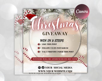 Christmas Raffle Flyer, Christmas Flyer, DIY Flyer Design Template, Giveaway Flyer, Social Media Flyer, Premade Business Flyer