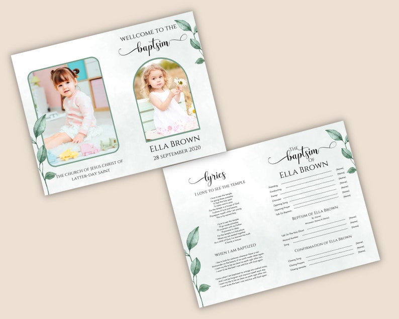 Baptism Program Lds, Editable LDS Baptism Program Template, LDS Baptism ...