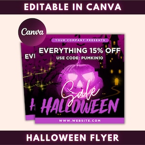 Halloween Flyer, Social Media Flyer, Editable Halloween Party Invitation, DIY Canva Template, Halloween Party Flyer Canva