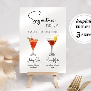 Signature Drinks Sign, Signature Drinks Sign Wedding, Signature Drinks Sign Wedding