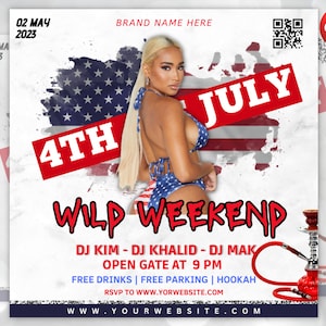 4th of July Flyer, 4th of July Party Flyer, Independence Day Flyer, DIY Flyer Template, Social Media Post, Canva Flyer, Instant Download