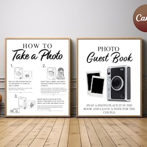 Instax Mini Evo Photo Guestbook, Instax Mini Evo Camera Instructions Sign, How To Load A Film, How To Take A Photo