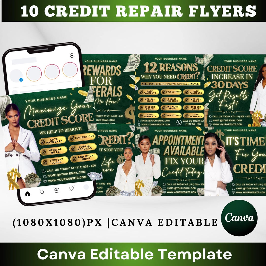 Credit Repair Instagram Post,credit Repair Social Media Template,credit ...