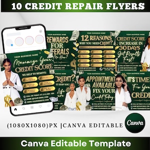Paquete de folletos de reparación de crédito, diseño de plantilla de folleto para hacerlo usted mismo, folleto editable, folletos de servicios de consulta, plantilla de folleto de reparación de crédito de Canva