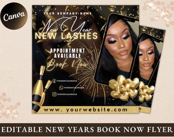 New Years Lash Flyer, New Year Book Now Flyer, Lash Extensions Flyer, New Year Book Now Flyer, Lash Extension, Hair Lash Makeup Braids