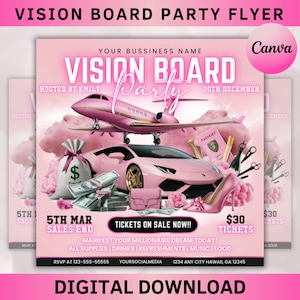 Vision Board Flyer, Vision Board Party Flyer, Manifesting Event Flyer ...