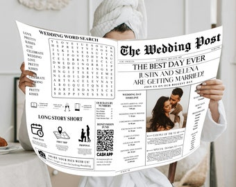 Zeitung Hochzeitsprogramm, bearbeitbare Hochzeit Zeitung Programm Vorlage, Hochzeitszeitung Canva bearbeitbare Zeitung Vorlage Sofortiger Download