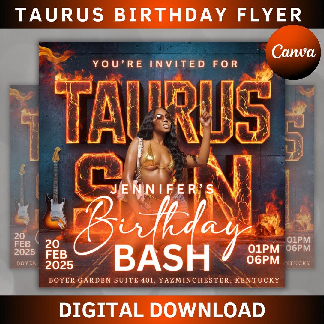 Taurus Season Party Flyer, Birthday Szn Flyer, Taurus Invitation Flyer ...