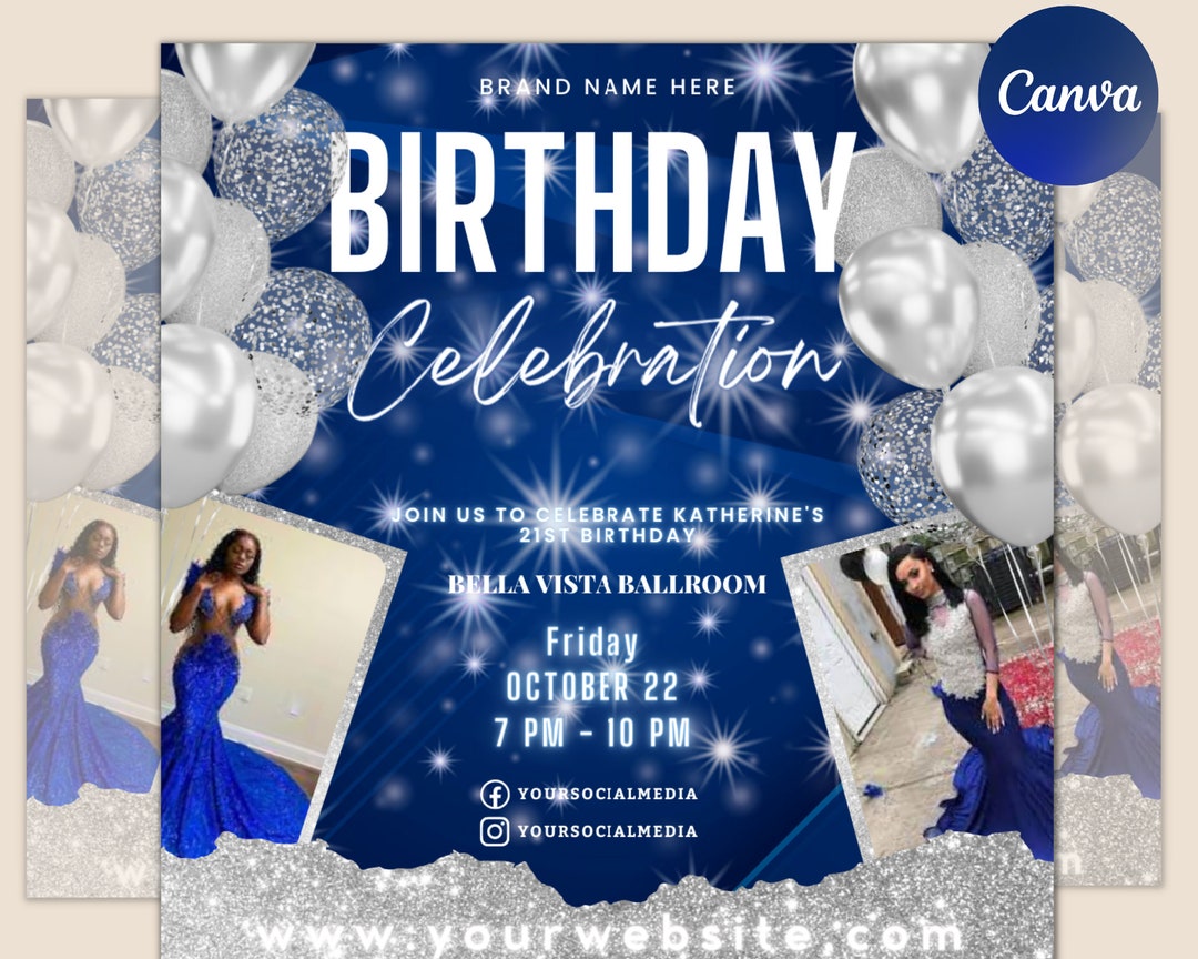 Editable Birthday Flyer, Birthday Girl Invitation, Birthday Flyer Girl