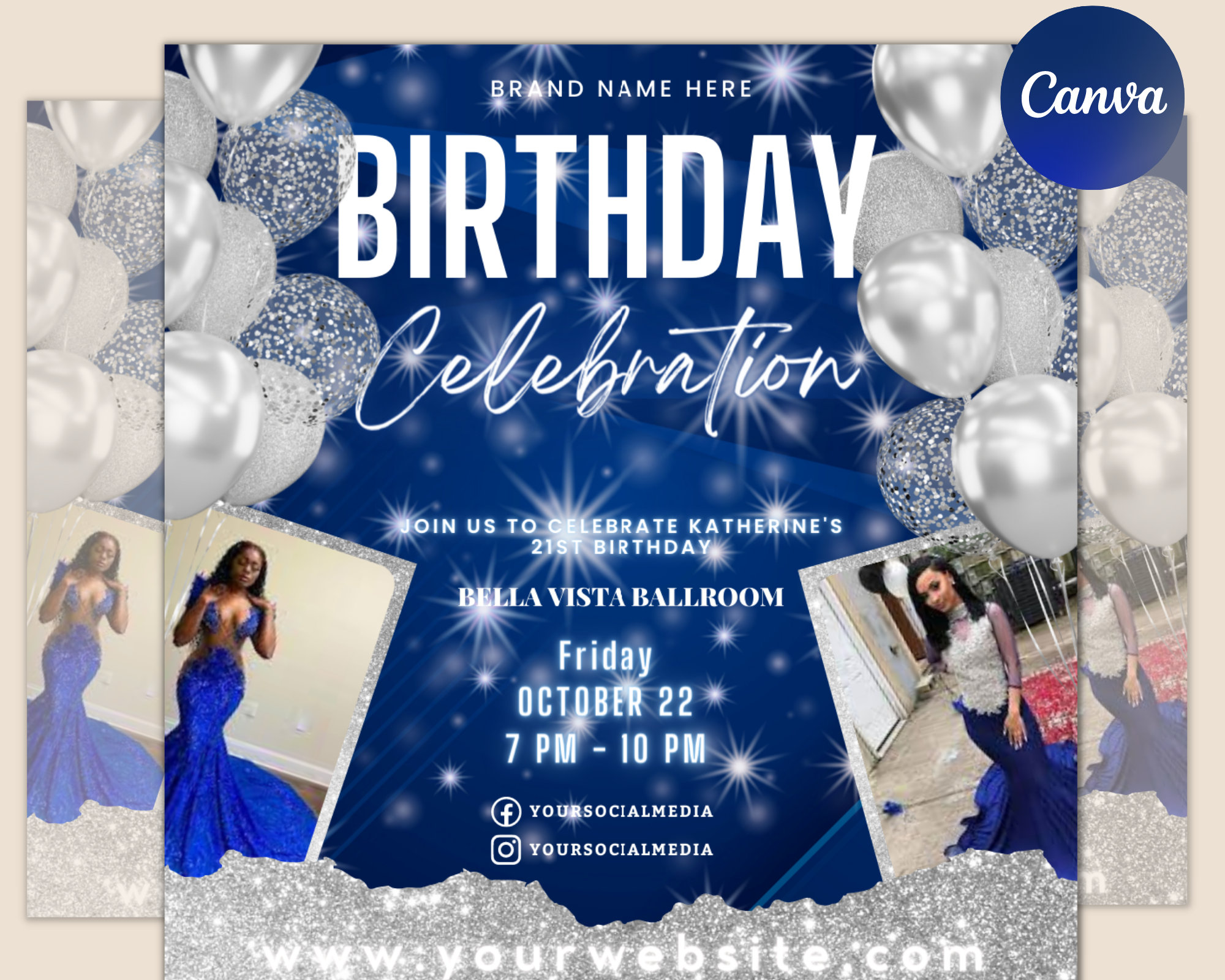 Editable Birthday Flyer, Birthday Girl Invitation, Birthday Flyer Girl, Happy Birthday Flyer, Birthday Party Invitation, Party invitation