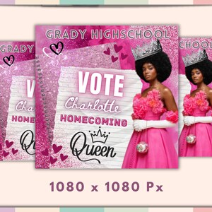 Vote Homecoming Queen Flyer, Homecoming Flyer, Campaign Flyer, Class Campaign Flyer, Election Flyer Prom Queen Flyer | DIY Editable Template image 2