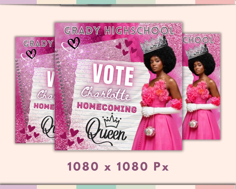 Vote Homecoming Queen Flyer, Homecoming Flyer, Campaign Flyer, Class Campaign Flyer, Election Flyer Prom Queen Flyer | DIY Editable Template image 2