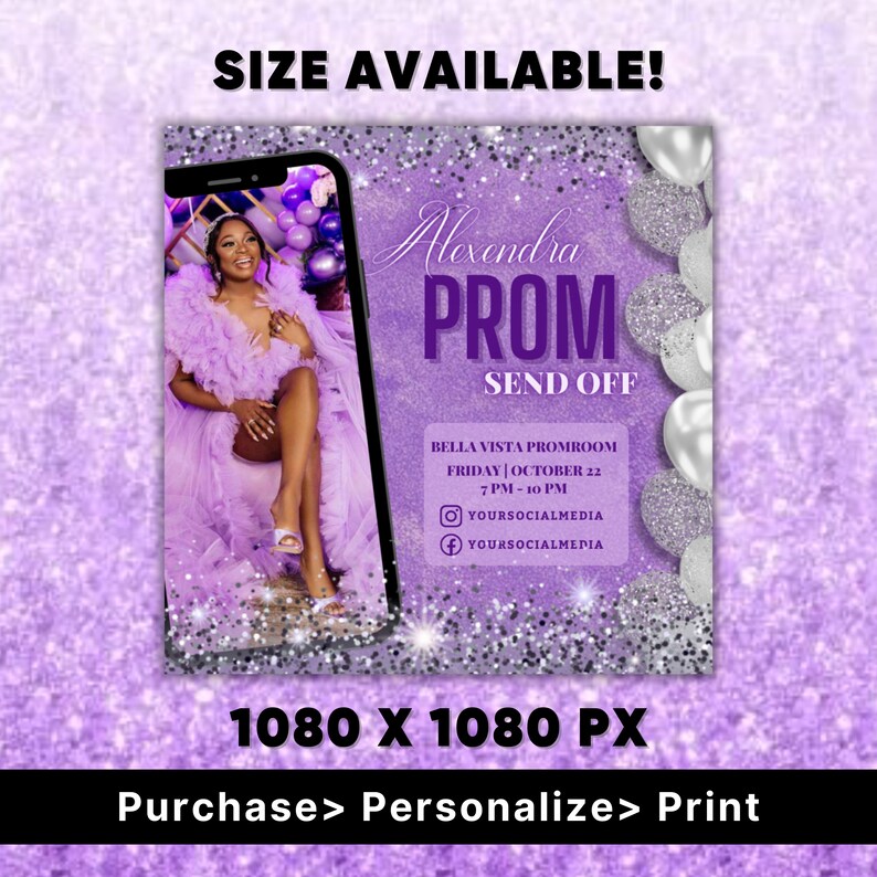 Prom Sign Phone Prom Send Off, Prom Invitation, Prom Send off Invitation, Prom Flyer ...