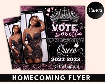 Vote Homecoming Queen Flyer, Homecoming Flyer, Campaign Flyer, Class Campaign Flyer, Election Flyer Prom Queen Flyer | DIY Editable Template