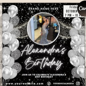 Birthday Flyer, Birthday Flyer Girl, Custom Editable Templates, Happy Birthday Flyer, Birthday Party Invitation, Birthday Girl Invitation