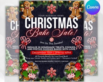 Christmas Sweet Treats Flyer, Diy Flyer Template Design, December Bake Sale Flyer, Canva Template, Diy Flyer for Christmas Sweets