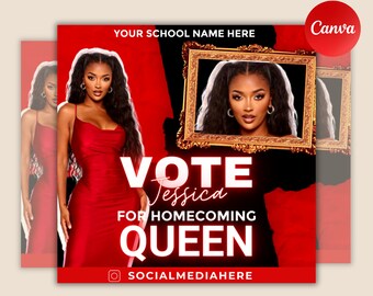 Homecoming Flyer, Vote Homecoming Queen Flyer, Campaign Flyer, Class Campaign Flyer, Prom Queen Flyer, Election Flyer, Canva Templates