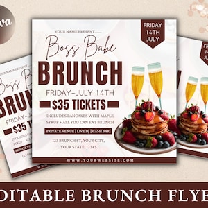 Brunch Flyer | DIY Brunch Invitation Birthday Brunch Boss Babe Brunch Social Media Flyer