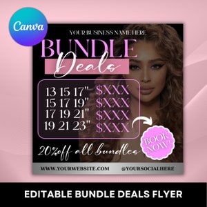 Hair Bundle Flyer, Book now Flyer, Appointment Flyers, Hair pricelist flyer, hair bundles flyer canva template, digital download