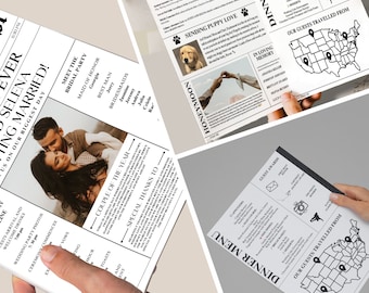 Zeitung Hochzeitsprogramm, bearbeitbare Hochzeit Zeitung Programm Vorlage, Hochzeitszeitung Canva bearbeitbare Zeitung Vorlage Sofortiger Download