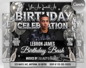 Men's Birthday Party Flyer Template (Digital Download)