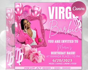 Virgo Birthday Flyer, Birthday Template, Birthday Girl, Party Flyer, Celebration Flyer, Birthday Event, Birthday Invite,Canva Flyer Template