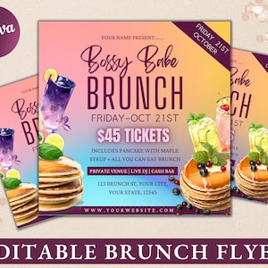Brunch Flyer | DIY Brunch Invitation Birthday Brunch Boss Babe Brunch Social Media Flyer
