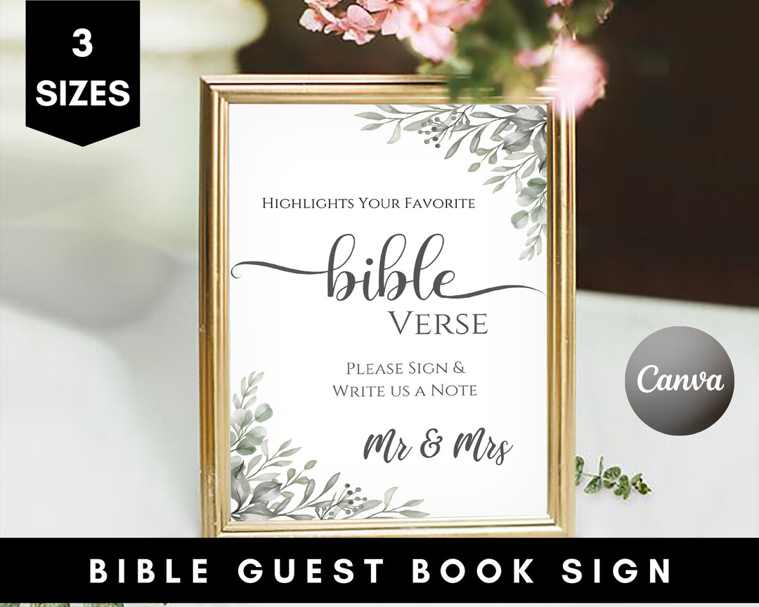 Bible Guest Book Sign, Please Sign Bible Guestbook Sign, Modern Wedding