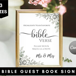 Bible Guest Book Sign, Please Sign Bible Guestbook Sign, Modern Wedding ...