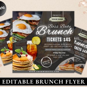 Brunch Flyer | DIY Brunch Invitation Birthday Brunch Boss Babe Brunch Social Media Flyer