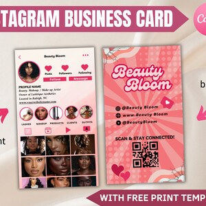 Instagram Business Card 2023, DIY Canva Business Card Template Design, QR code Business Card, Influencer Cards, Influencer Cards, Editable