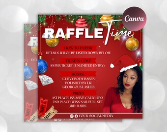 Christmas Raffle Flyer, Christmas Flyer, DIY Flyer Design Template, Giveaway Flyer, Social Media Flyer, Premade Business Flyer