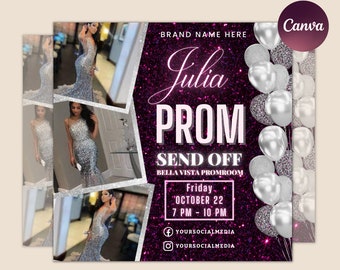 Prom Invitation, Prom Send Off Flyer, Prom Invitation Flyer, Prom Flyer, Prom Sale Flyer, Prom Party Invite, Editable Template in Canva