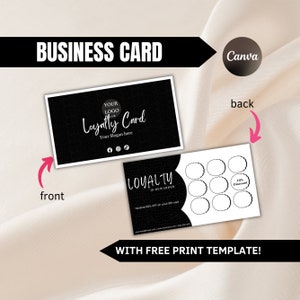 Loyalty Business Card, Black Business Card, Loyalty Card, Business Card Template QR Code, Beauty Business Card, Canva Template