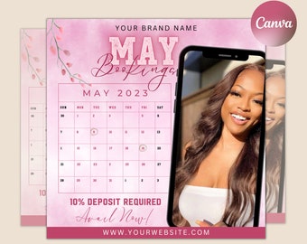 Mai-Buchungen, Mai-Buchungen, Mai-Verabredung, Frühling-Flyer, Haare, Nägel, Make-up, Wimpern