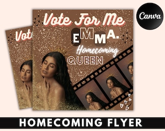 Vote Homecoming Queen Flyer, Homecoming Flyer, Campaign Flyer, Class Campaign Flyer, Election Flyer Prom Queen Flyer | DIY Editable Template