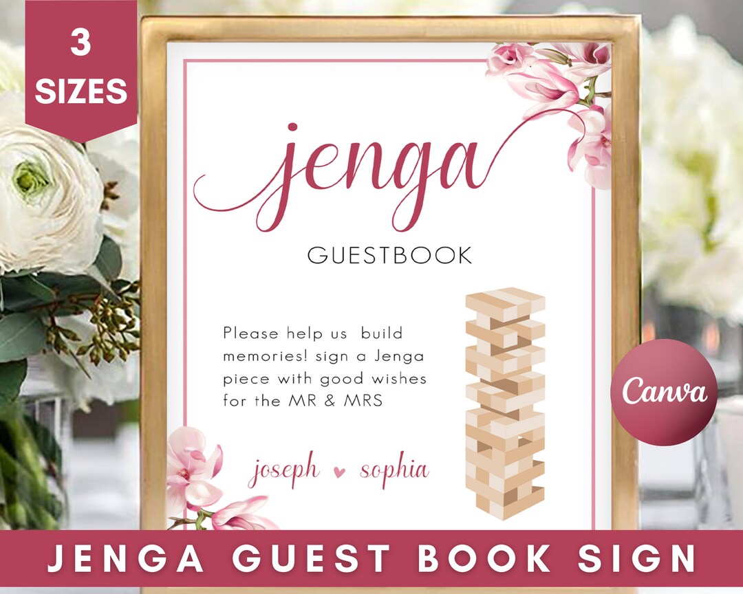 Wedding Jenga Guestbook Sign, Printable Jenga Guestbook Template, Leave