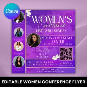Women&#39;s Conference Flyer Canva template, Women Empowerment Flyer, Conference Instagram Post Flyer,Meeting events, printable Digital download