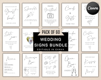 Minimalist Wedding Sign Template Bundle,Modern Minimalist Wedding Signs, Reception Sign Bundle, Editable Template Bundle,boho wedding bundle