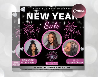 New Years Sale Flyer, Hair Sale Flyer, New Years Invite, Holiday Flyer, Booking Flyer, Hair Flyer, Lash Sale Flyer Social Media Flyer