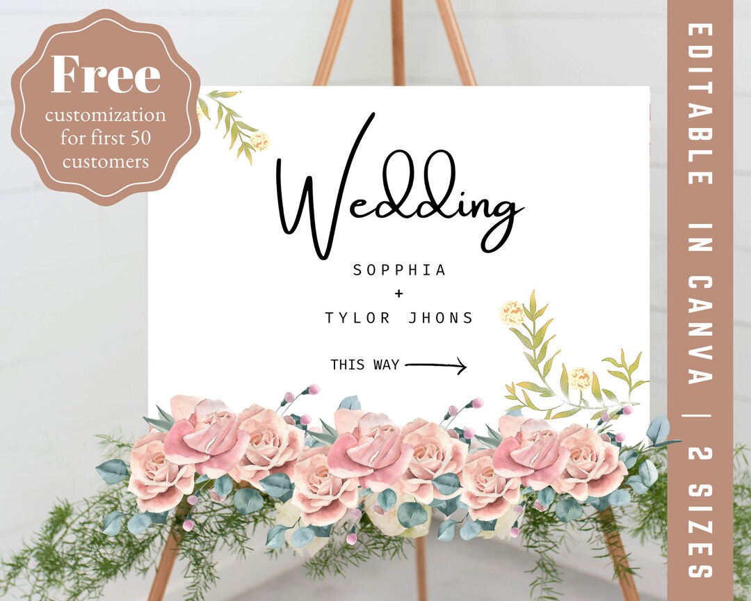 Welcome Direction Sign Direction Sign, Printable Sign, Reception Welcome, Wedding Reception ...