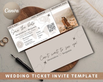 Save the date card, Boarding invites, Wedding invite, Plane Ticket Save The Date, ticket save the date, Ticket Wedding, Destination wedding