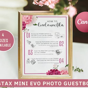 Instax Mini Evo Photo Guestbook, Instax Mini Evo Camera Instructions Sign, How To Load A Film, How To Take A Photo