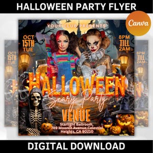 Halloween Party Flyer: Social Media Ankündigung, DIY Canva Template