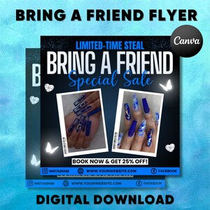 Bring a Friend Flyer, Bring a Friend Special Sale Flyer Template, Bring a Friend Hair Lash flyer, DIY Flyer Template Design, Beauty Flyer