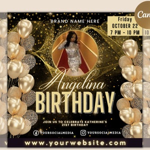 Happy Birthday Flyer, Editable Birthday Flyer, Birthday Girl Invitation, Birthday Invite Template, Birthday Party, Birthday Dinner