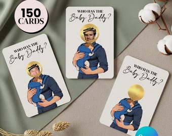 Who Has The Baby Daddy, Printable Baby Shower Game, Find Daddy Scratch Game, Editable Celebrity Scratch Off Cards, Canva Template